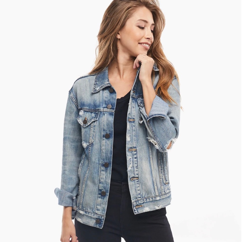 Able Faded Light Blue Distressed Denim Jacket